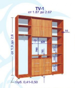 Шкаф-купе "TV-1" 1870х2200 (глубина 500) — купить по недорогой цене в Украине: Днепр | «Мир Мебели»