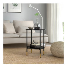 New Mark Impex Side Table, 2 Tiers, Round Tray Table